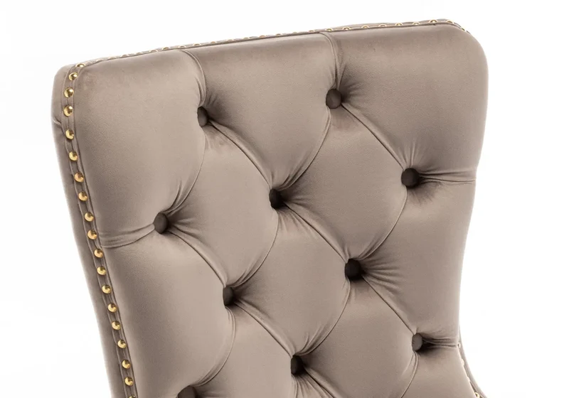 Chaises en velours moka avec poignée dorée - Lora x2