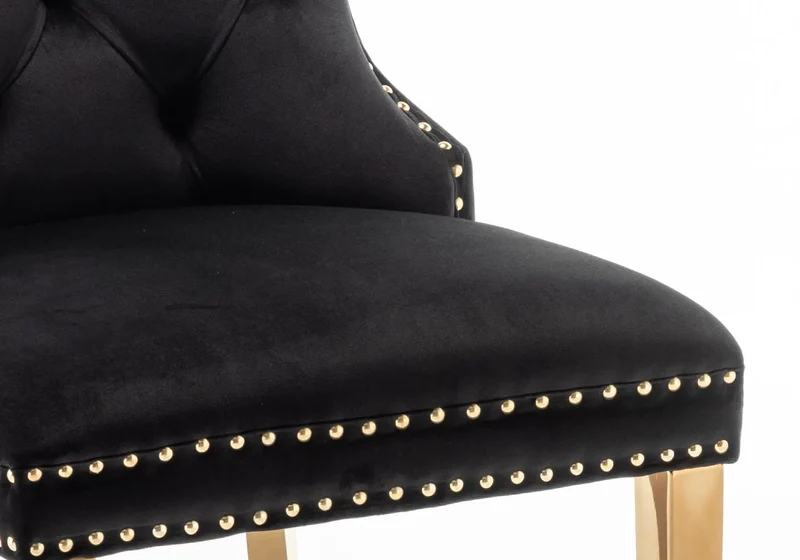 Chaises en velours noir avec poignée dorée - Lora x2