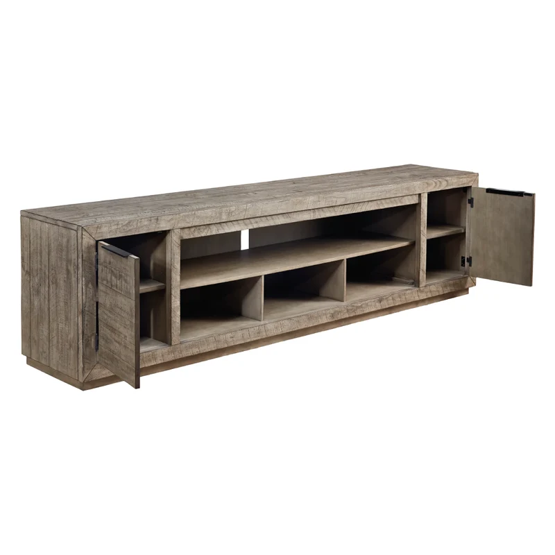 Meuble de télévision en bois/placage de pin gris vieilli - Krystanza