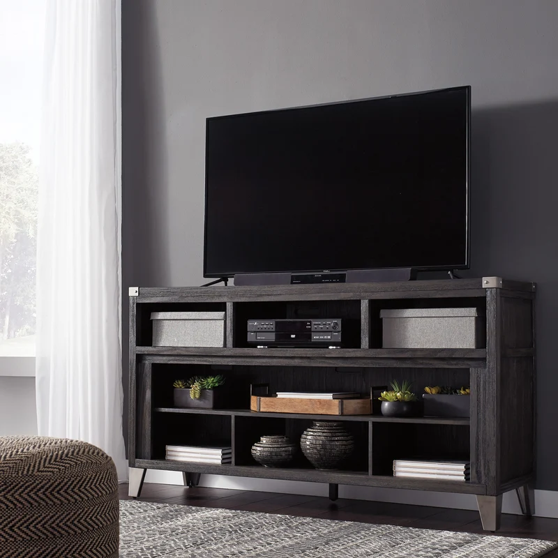 Meuble de télévision en bois/placage gris foncé - Todoe