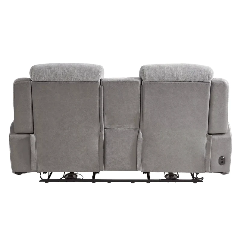 Causeuse inclinable motorisée zéro gravité en tissu gris deux tons avec console - K2179