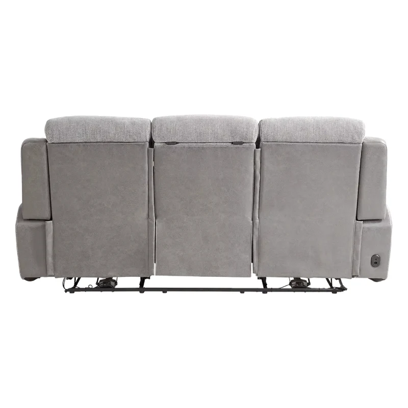 Sofa inclinable motorisé zéro gravité en tissu gris deux tons avec table centrale rabattable - K2179