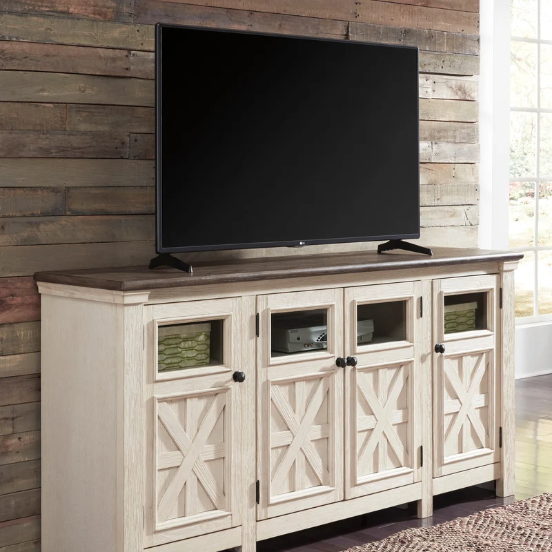 Meuble de télévision en bois/placage bicolore avec 4 portes - Bolanburg