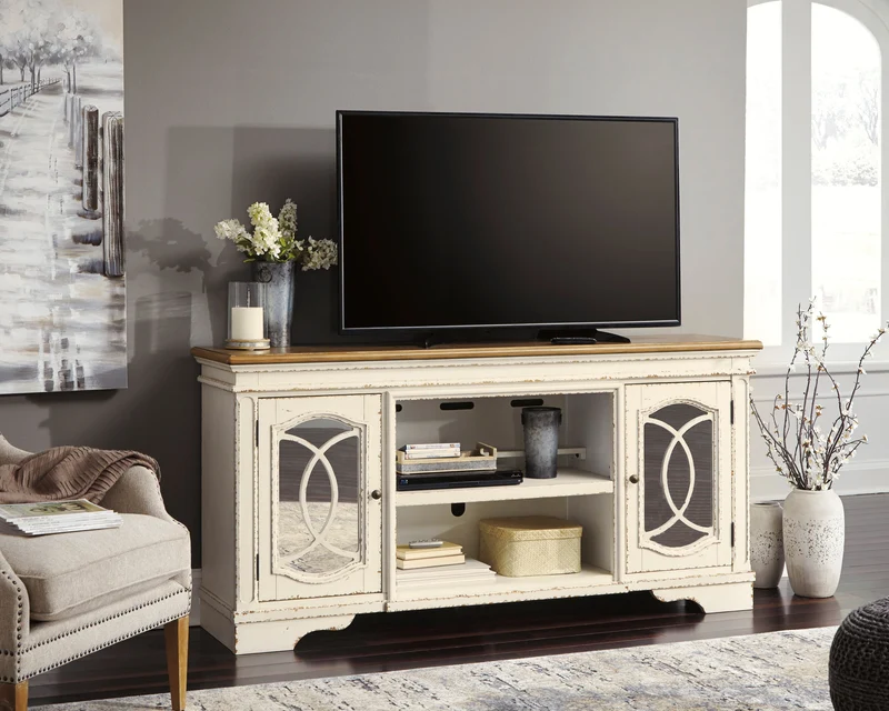 Meuble de télévision en bois/placage bicolore - Realyn