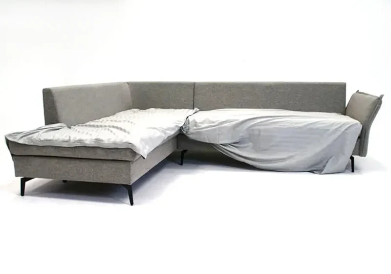 Chaise longue méridienne en tissu gris clair - Gina