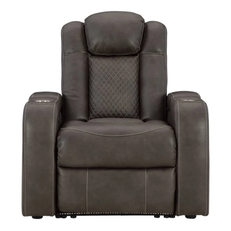 Fauteuil inclinable motorisé aspect cuir gris foncé - Mountainous