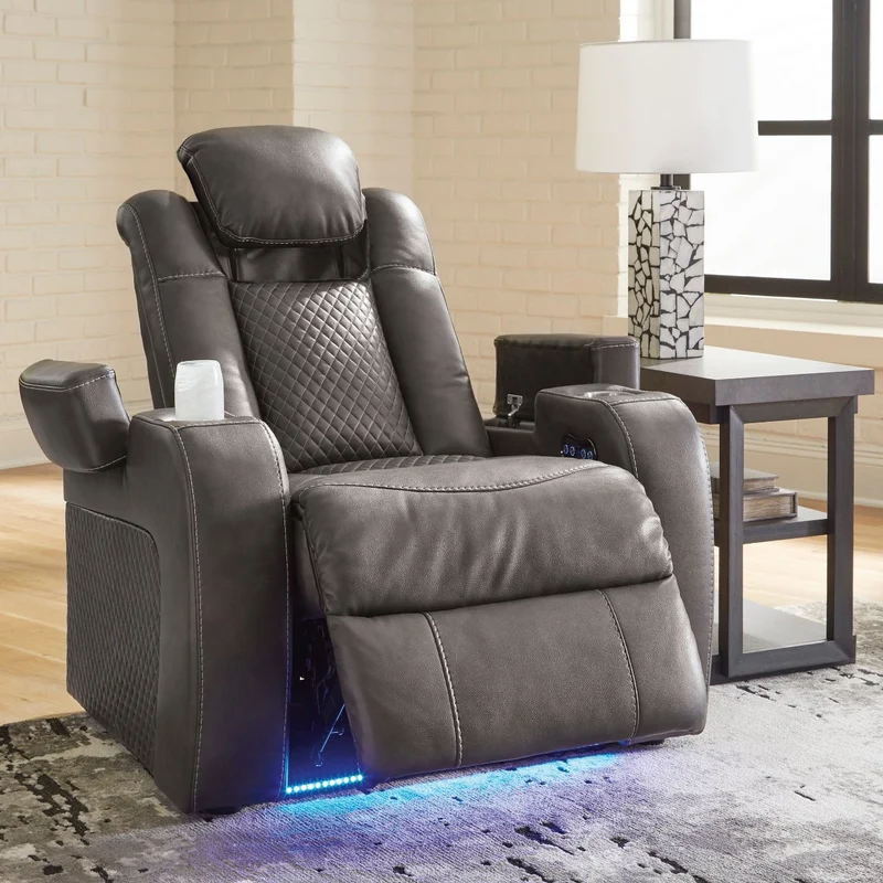 Fauteuil inclinable motorisé aspect cuir gris foncé - Mountainous