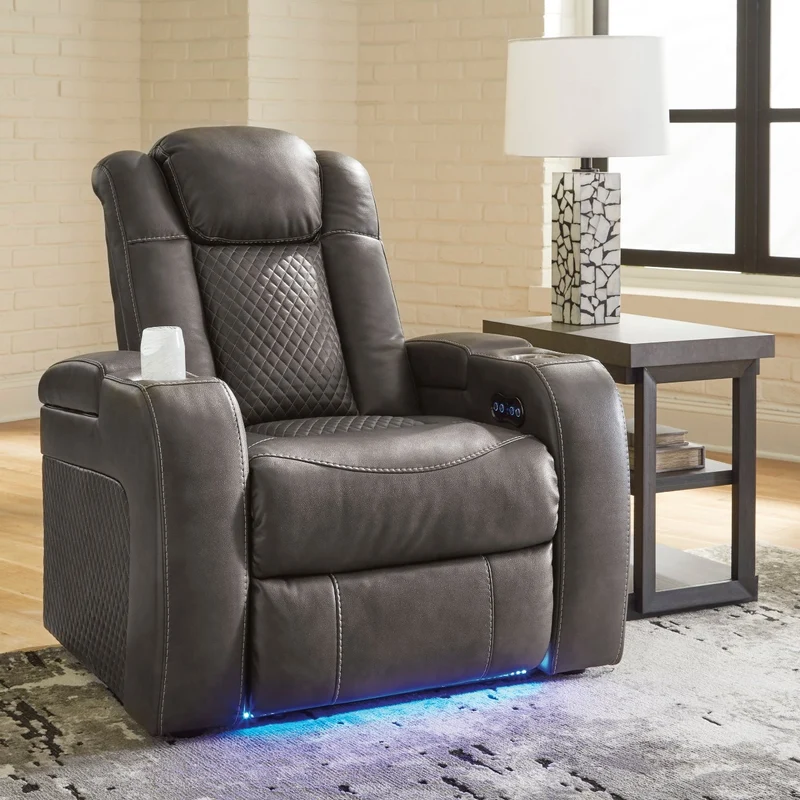 Fauteuil inclinable motorisé aspect cuir gris foncé - Mountainous