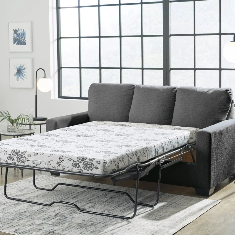 Sofa-lit en tissu gris étain avec matelas 3 grandeurs - Rannis