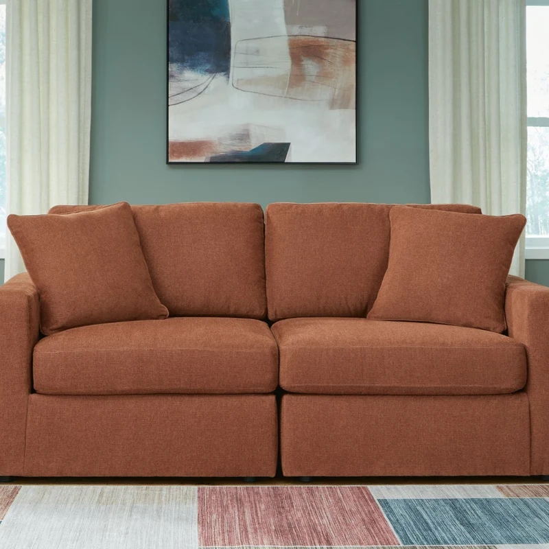 Causeuse en tissu brun avec coussins - Modmax