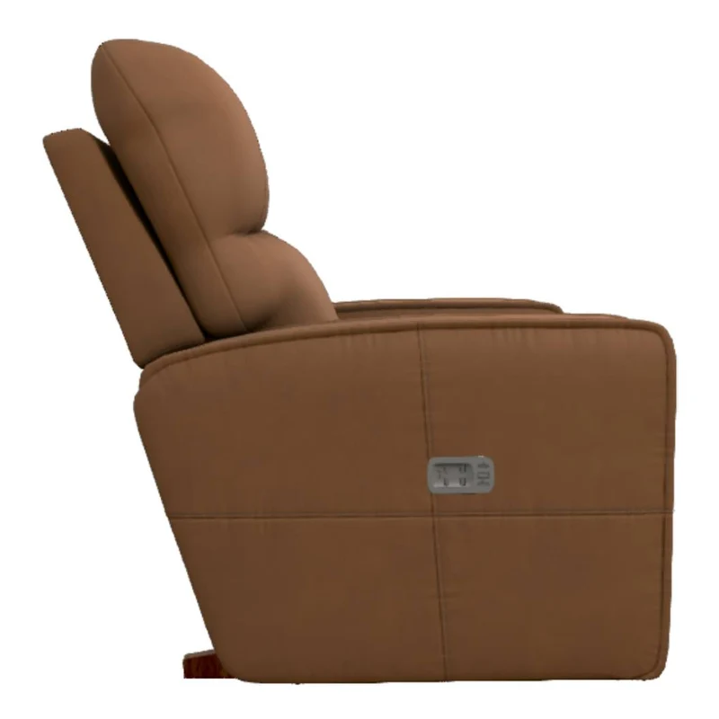 Fauteuil berçant et inclinable motorisé en cuir brun avec port USB intégré - Maddox