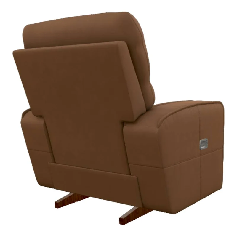 Fauteuil berçant et inclinable motorisé en cuir brun avec port USB intégré - Maddox