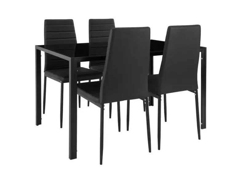 Table repas verre 6 chaises noir - Confo