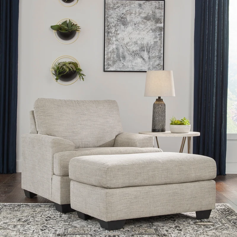 Ottoman en tissu beige pâle - Vayda