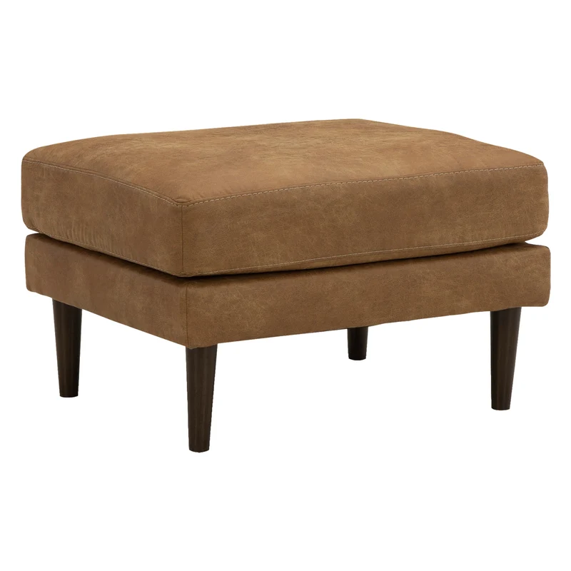 Ottoman aspect cuir brun caramel - Telora