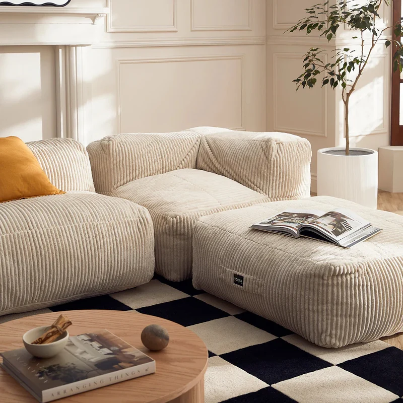 Ottoman poire Modish en tissu beige