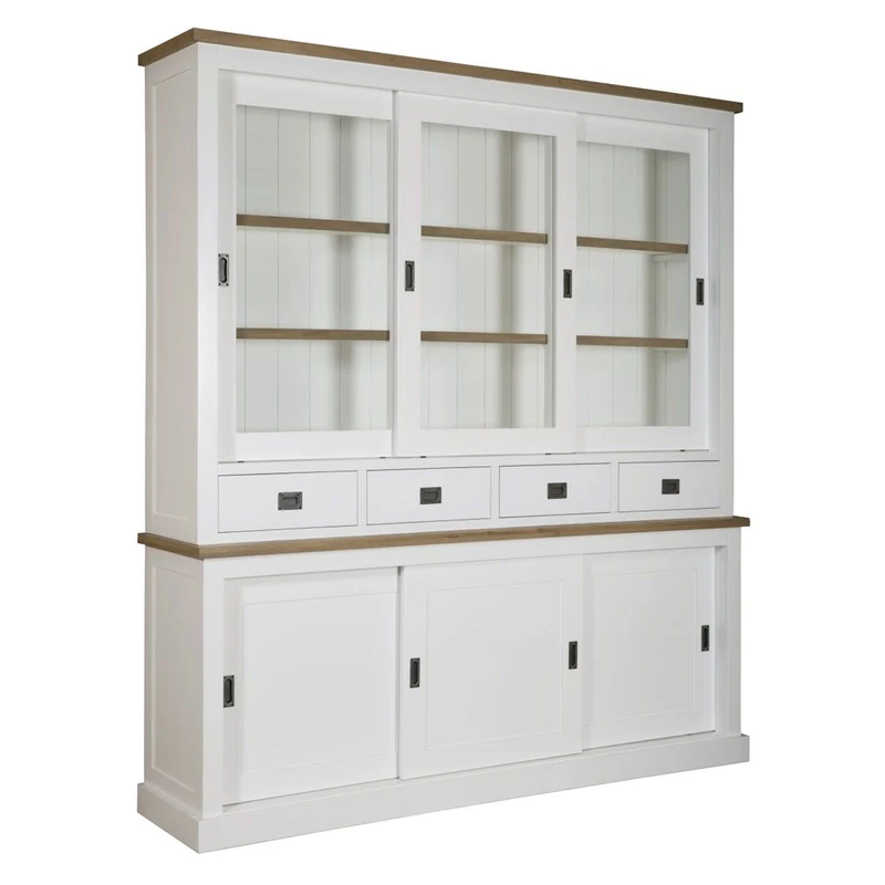 Vitrine 2x3 portes 4 tiroirs "Chêne et Pin Chic"