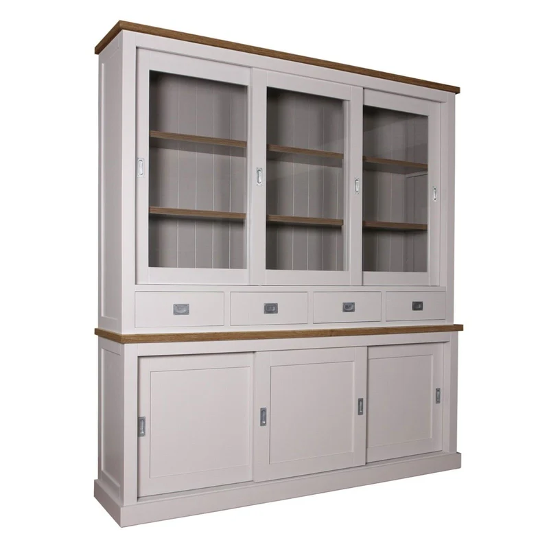 Vitrine 2x3 portes 4 tiroirs "Chêne et Pin Chic"