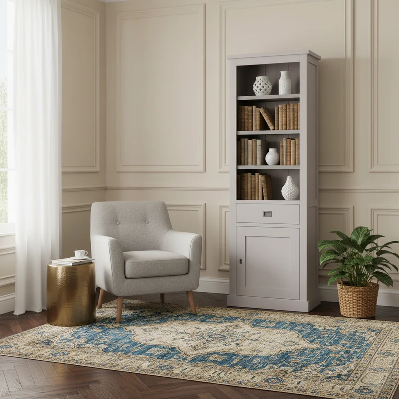 Bibliothèque 1 porte 1 tiroir - tourne à droite | Pin Chic
