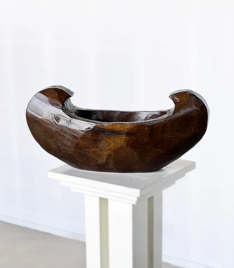 Hand-Carved Japanese Crescent Bowl
