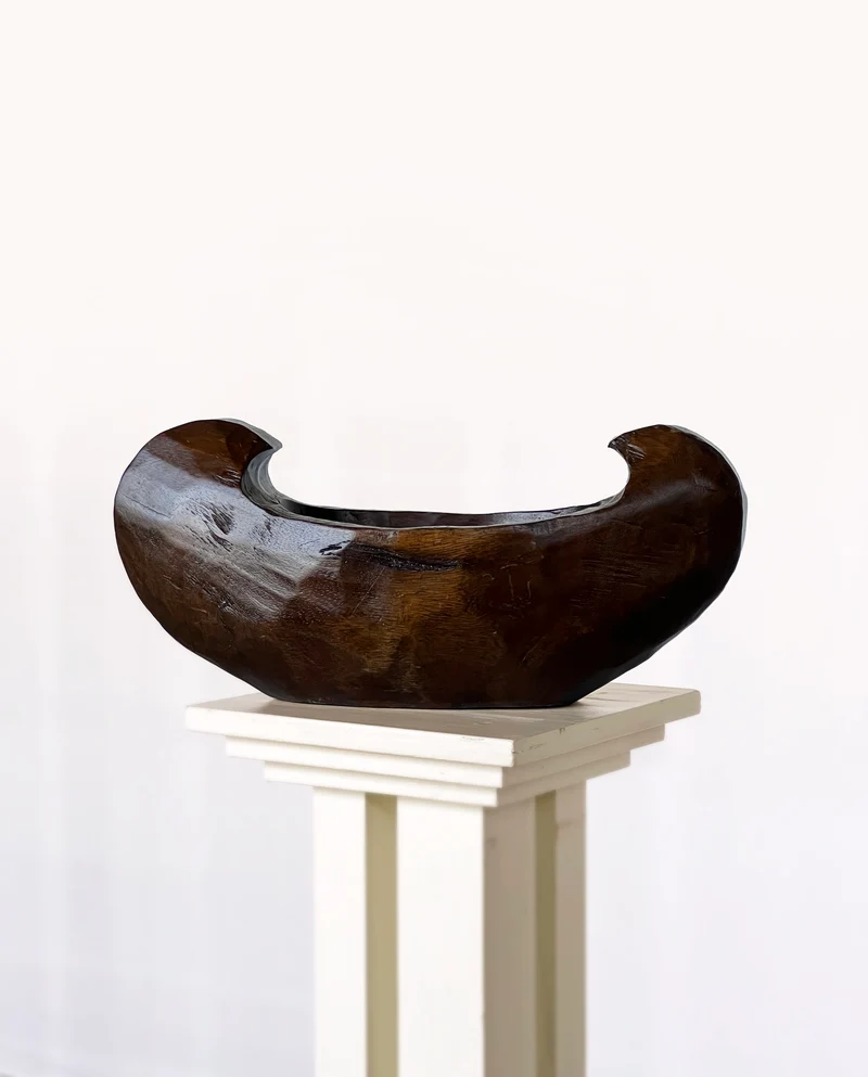 Hand-Carved Japanese Crescent Bowl