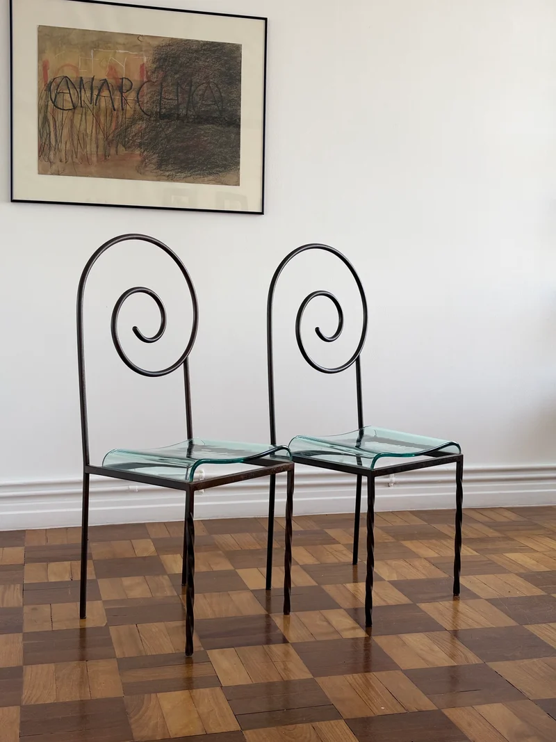 Pair of Sculptural Chairs by Luigi Serafini for Sawaya & Moroni, Italy, 1980s