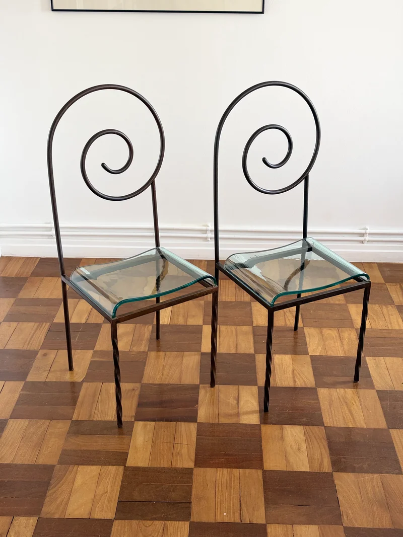 Pair of Sculptural Chairs by Luigi Serafini for Sawaya & Moroni, Italy, 1980s