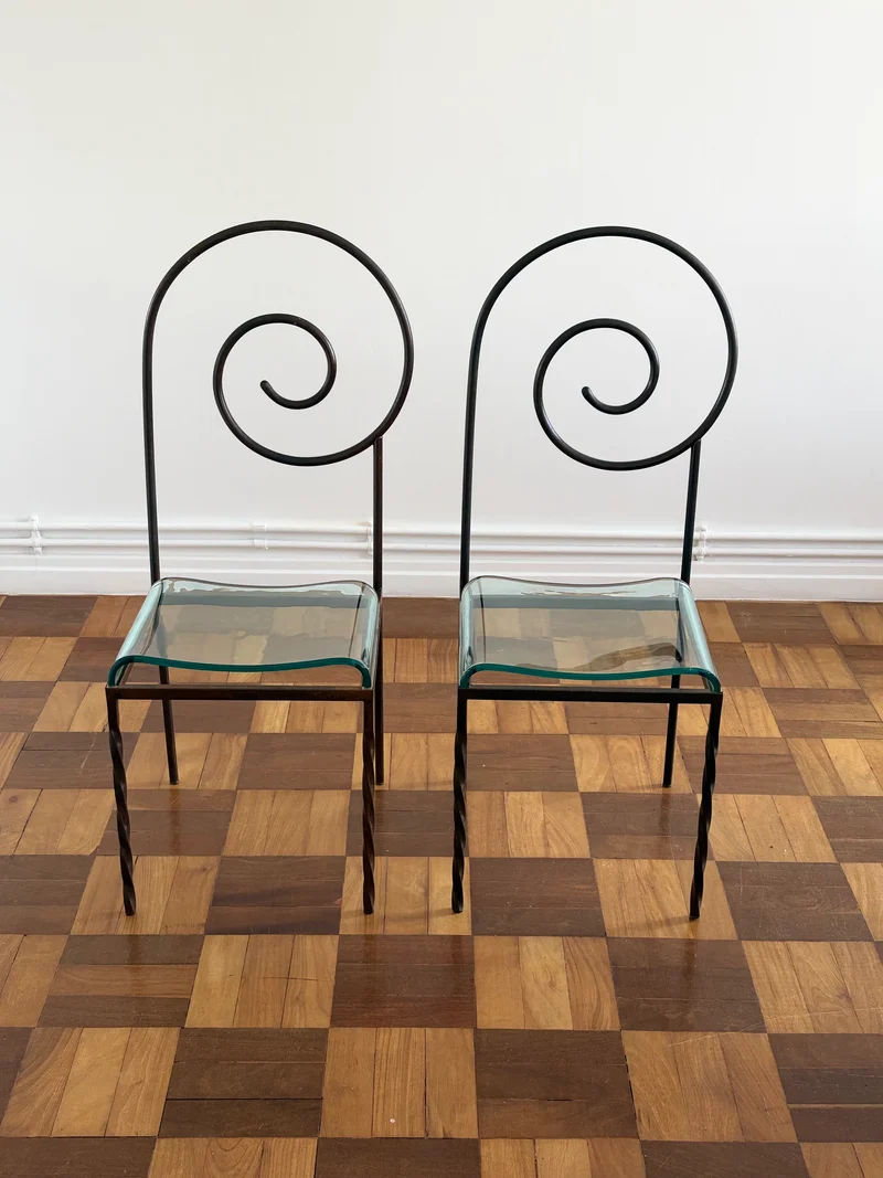 Pair of Sculptural Chairs by Luigi Serafini for Sawaya & Moroni, Italy, 1980s
