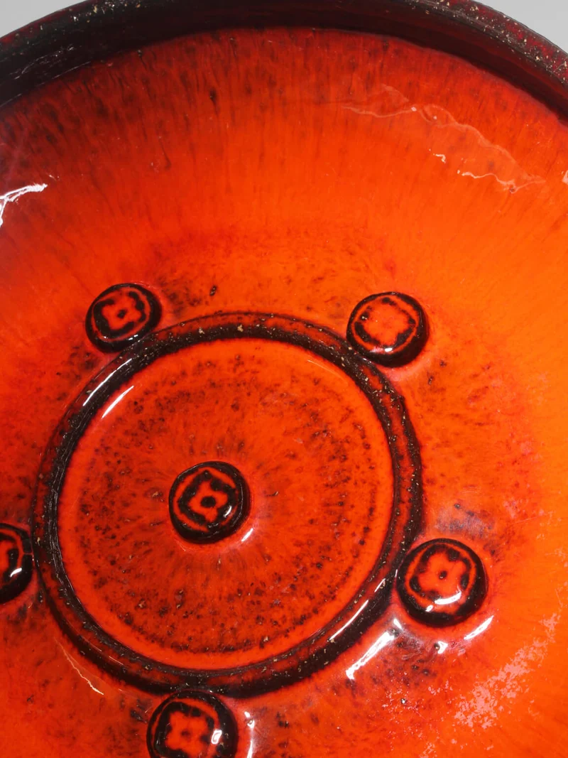 Holbæk Orange Glaze Stoneware Bowl, 1960s, Denmark