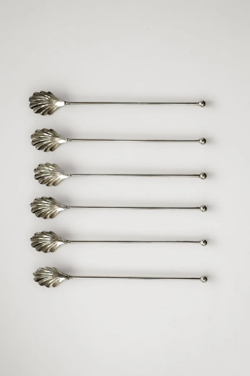 Silver-Plated Shell Cocktail Spoons