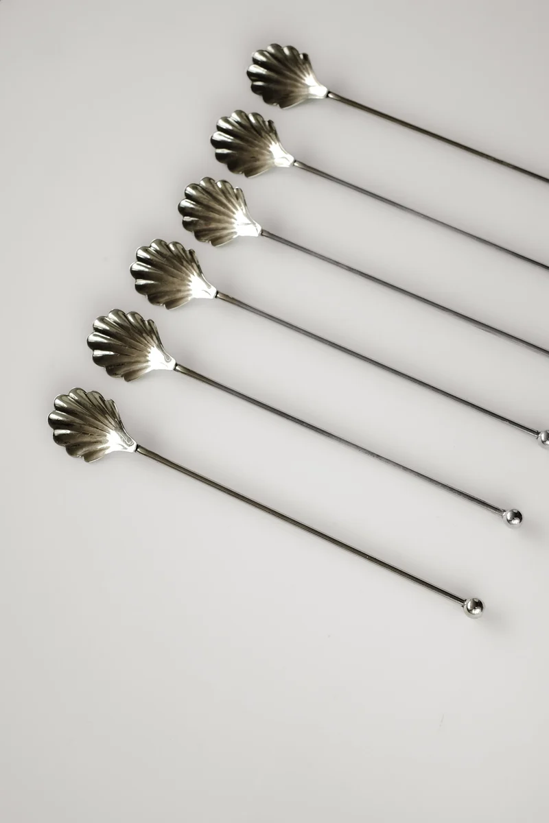 Silver-Plated Shell Cocktail Spoons