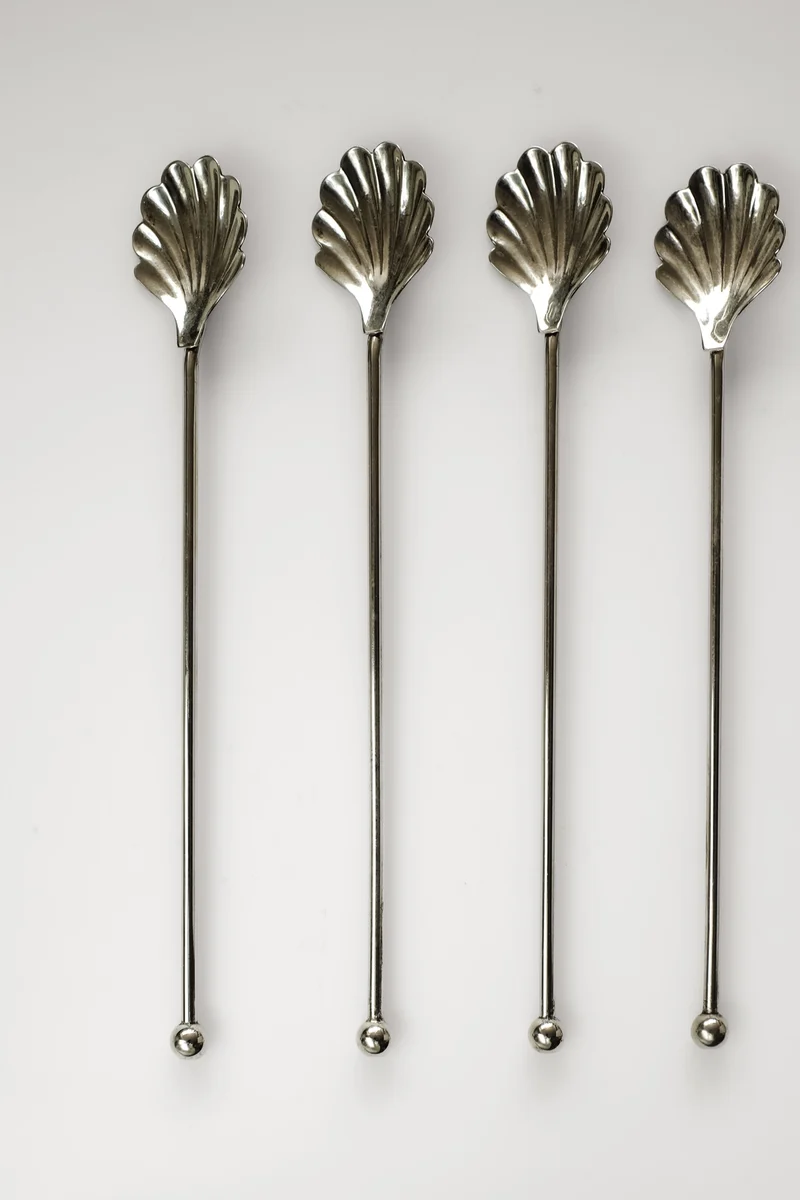 Silver-Plated Shell Cocktail Spoons