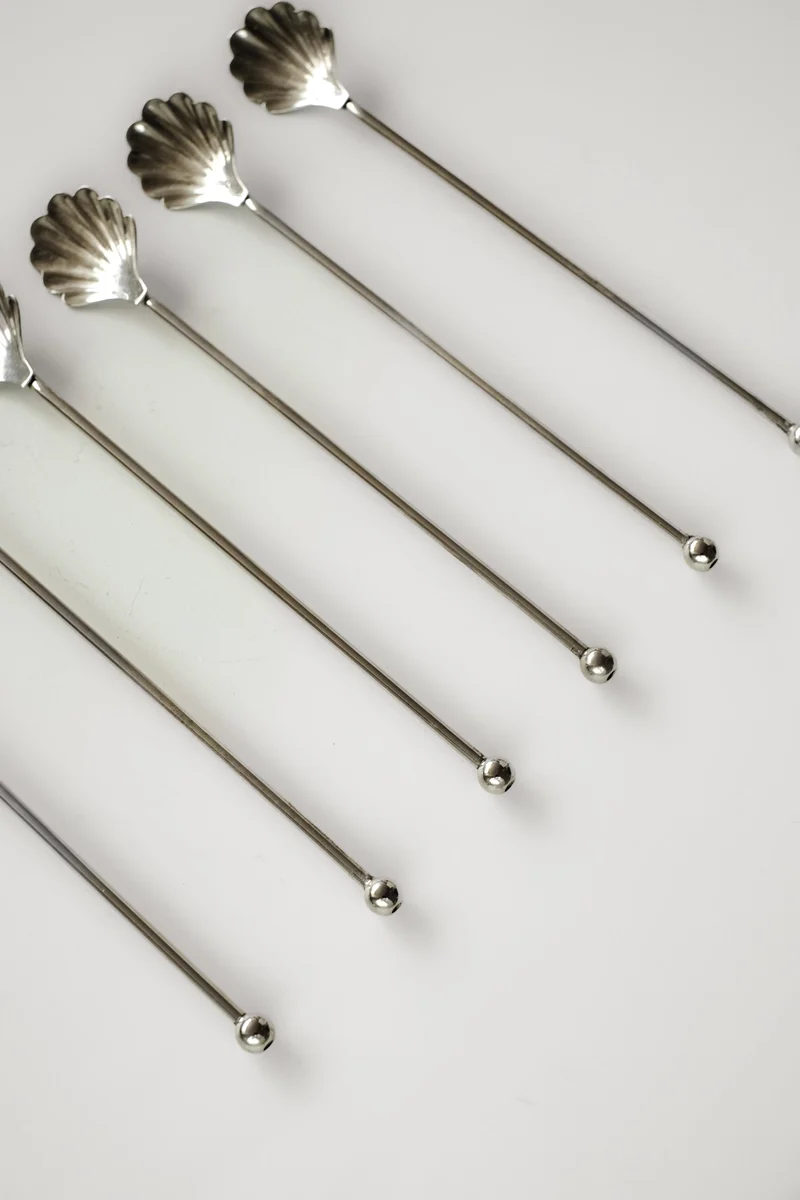 Silver-Plated Shell Cocktail Spoons