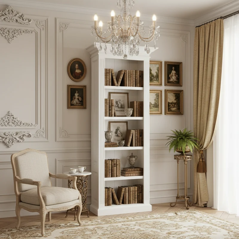 Bibliothèque avec des panneaux de bossage "Romance"