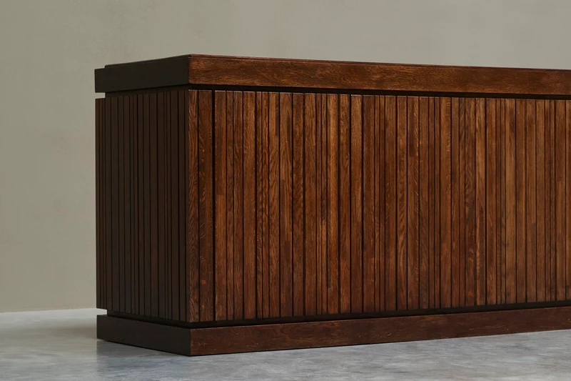Exceptional and Unique Freestanding Sideboard in Solid Oak, Belgium, 1970s
