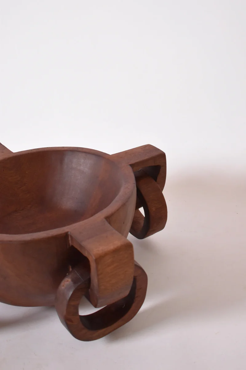 African Work Large Bowl with Handles, 1970s