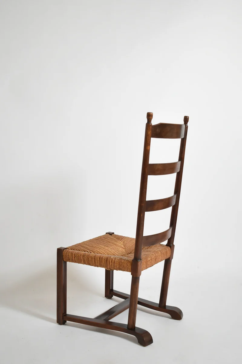 Wood and Straw Low Chair, 1950s