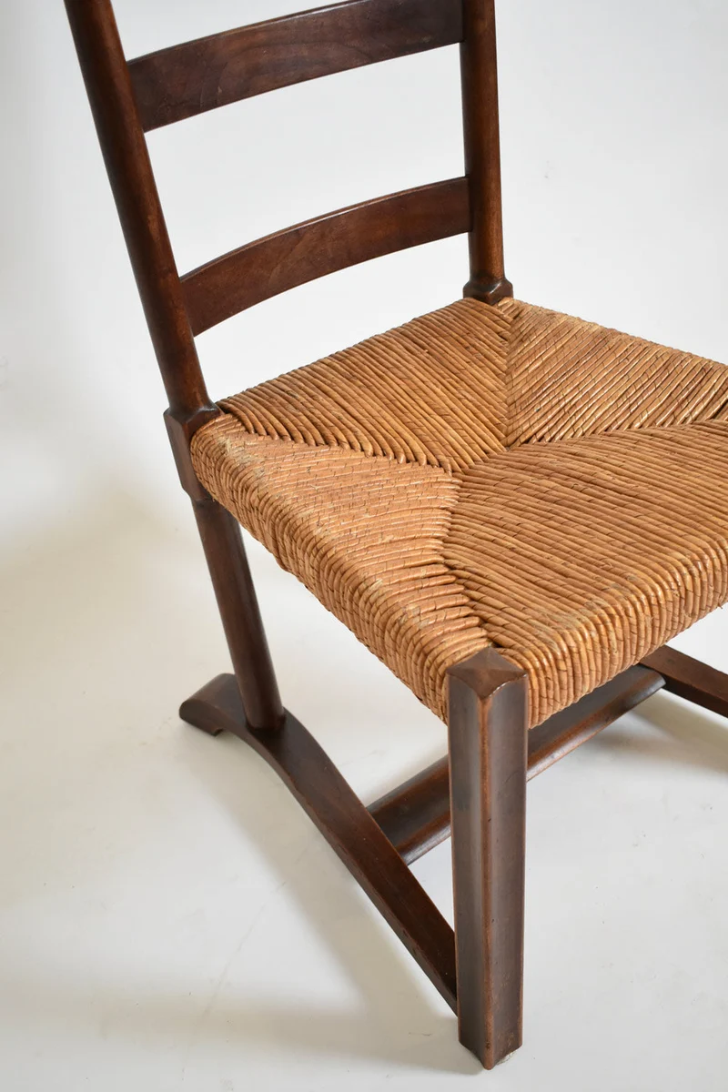 Wood and Straw Low Chair, 1950s