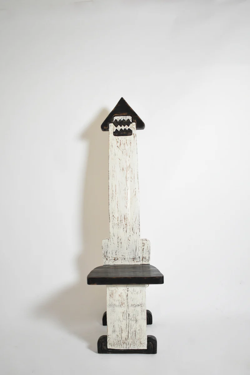 Pair of Bicolor Tainted Wood Chairs Totems, 1980s