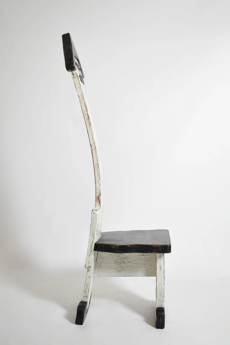 Pair of Bicolor Tainted Wood Chairs Totems, 1980s