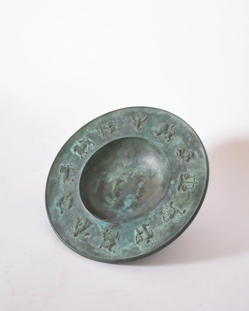 Circular Neoclassical Bronze Plate, 1940s