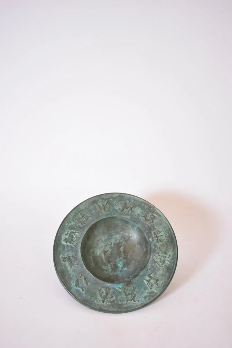 Circular Neoclassical Bronze Plate, 1940s