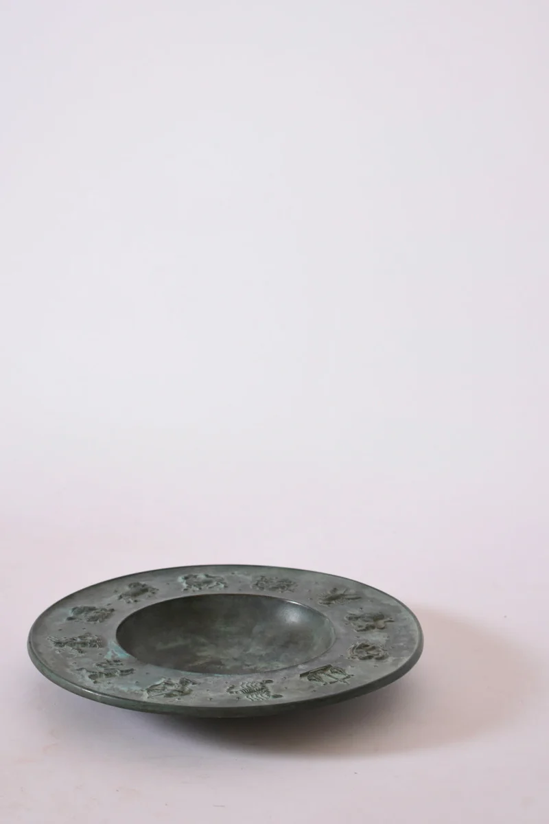 Circular Neoclassical Bronze Plate, 1940s