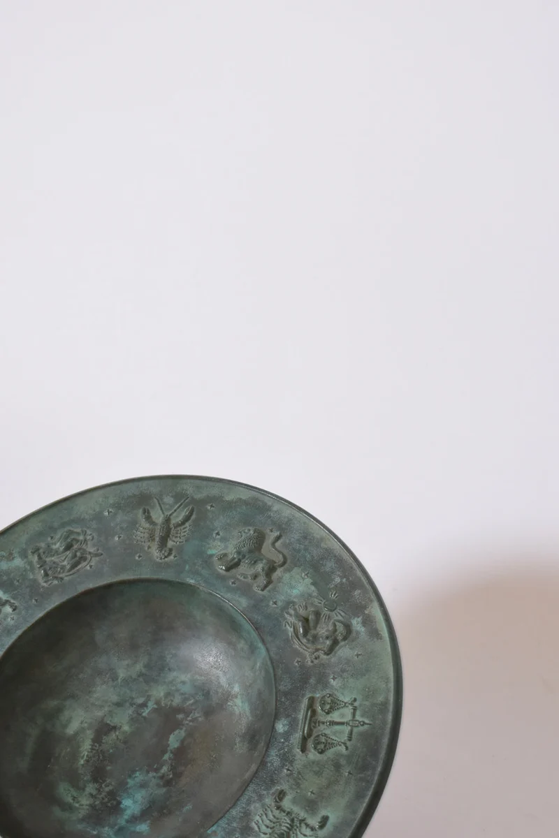 Circular Neoclassical Bronze Plate, 1940s