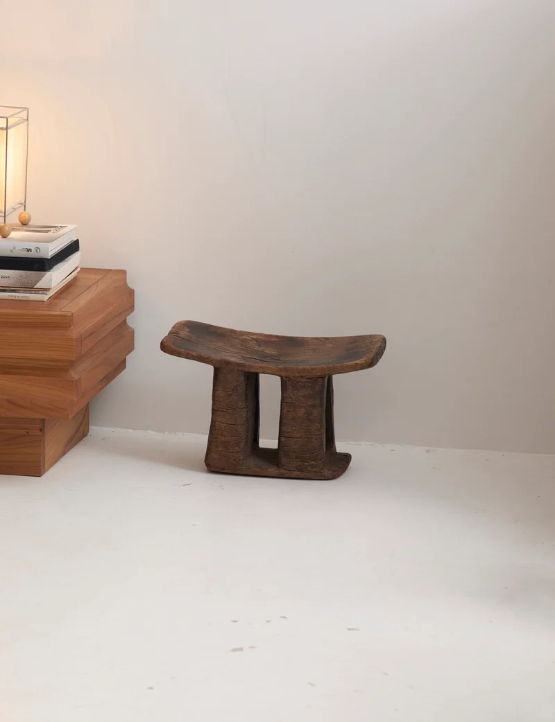 West African Monoxyle Stool in Dark Patinated Wood