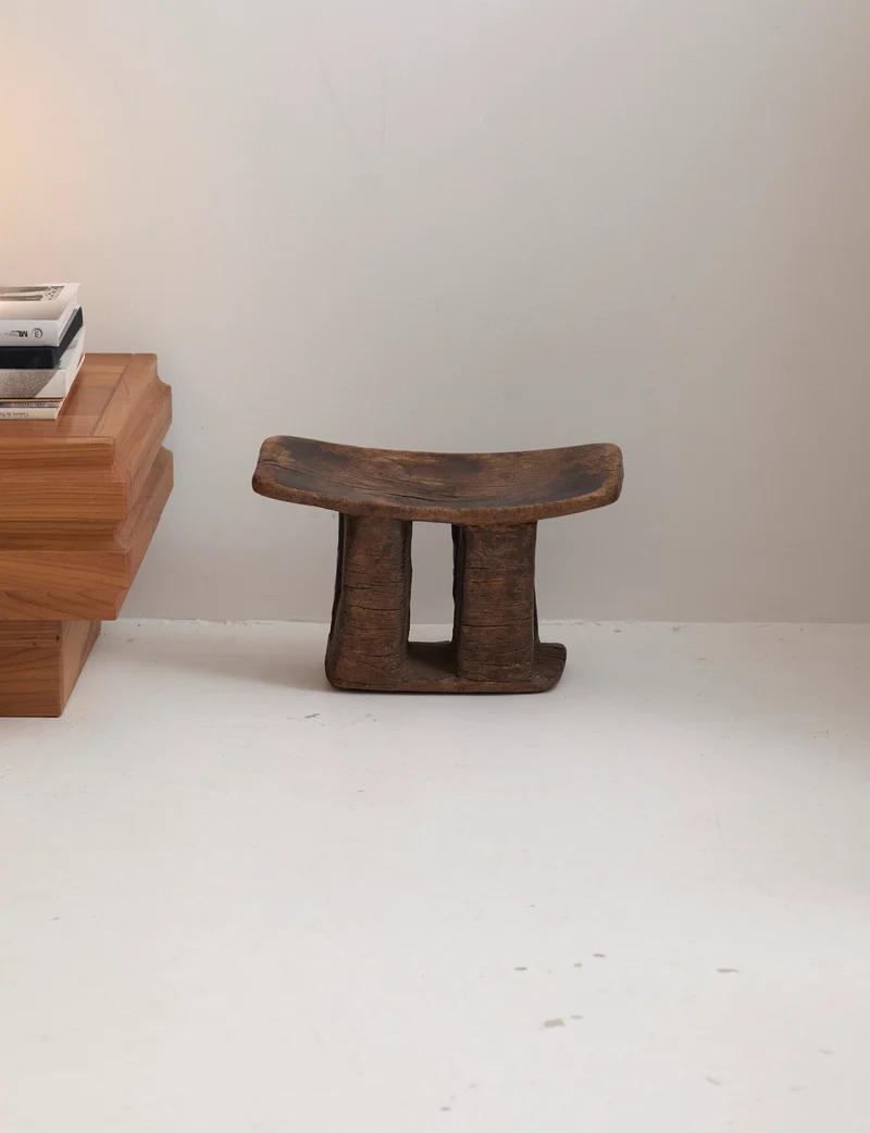 West African Monoxyle Stool in Dark Patinated Wood