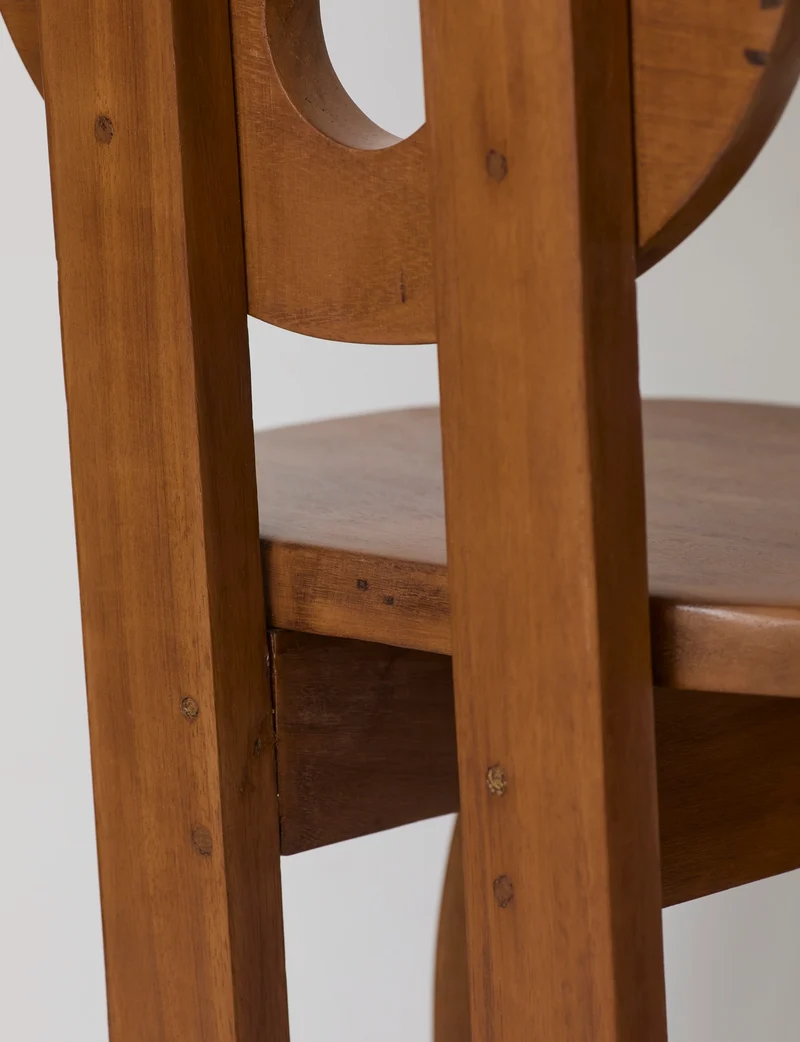 Heavy Sculptural Artisanal Chair in Solid Exotic Wood