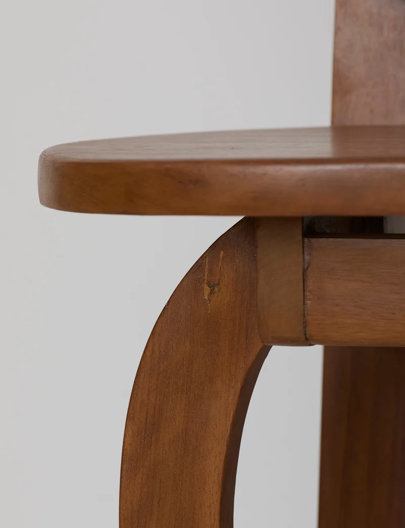 Heavy Sculptural Artisanal Chair in Solid Exotic Wood