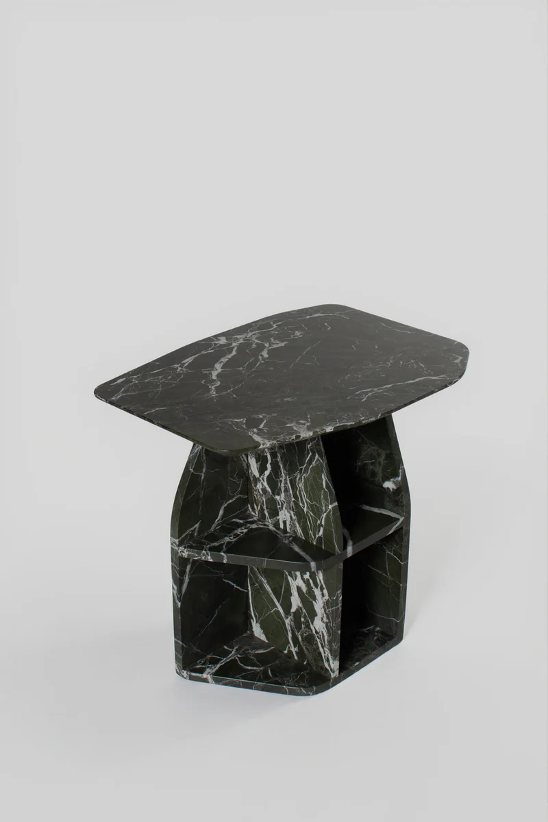 MATERA Side table in marble Verde Lepanto