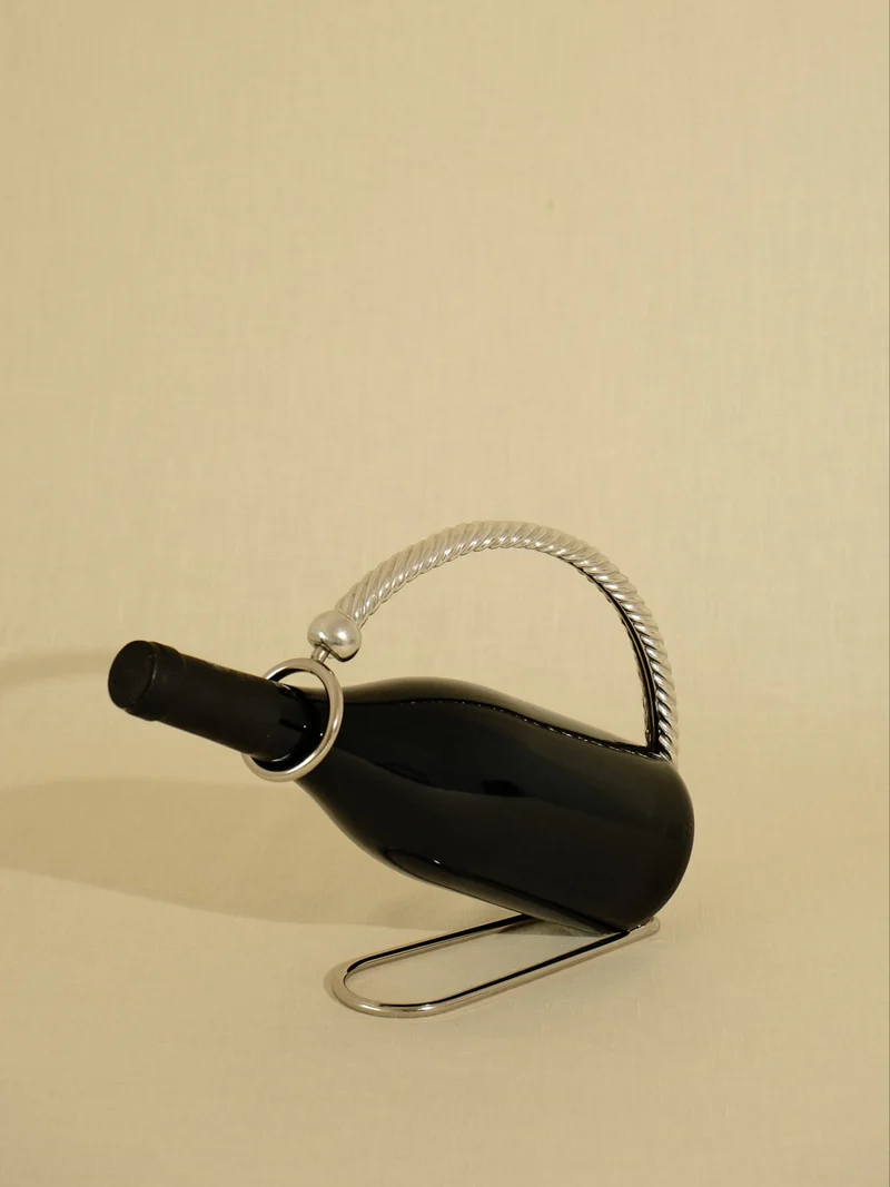 Chrome-Plated Metal Bottle Holder